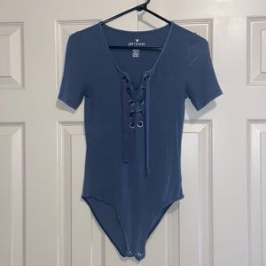 American Eagle Lace-Up Ribbed Bodysuit